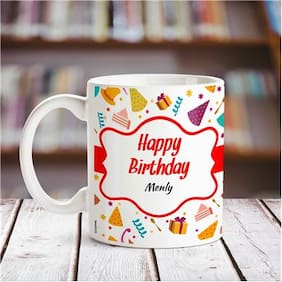Happy Birthday Menly personalized name coffee mug