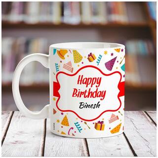 Happy Birthday Binesh name coffee mug