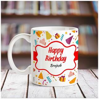 Happy Birthday Brajesh name coffee mug