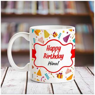Happy Birthday Hinal personalized name coffee mug