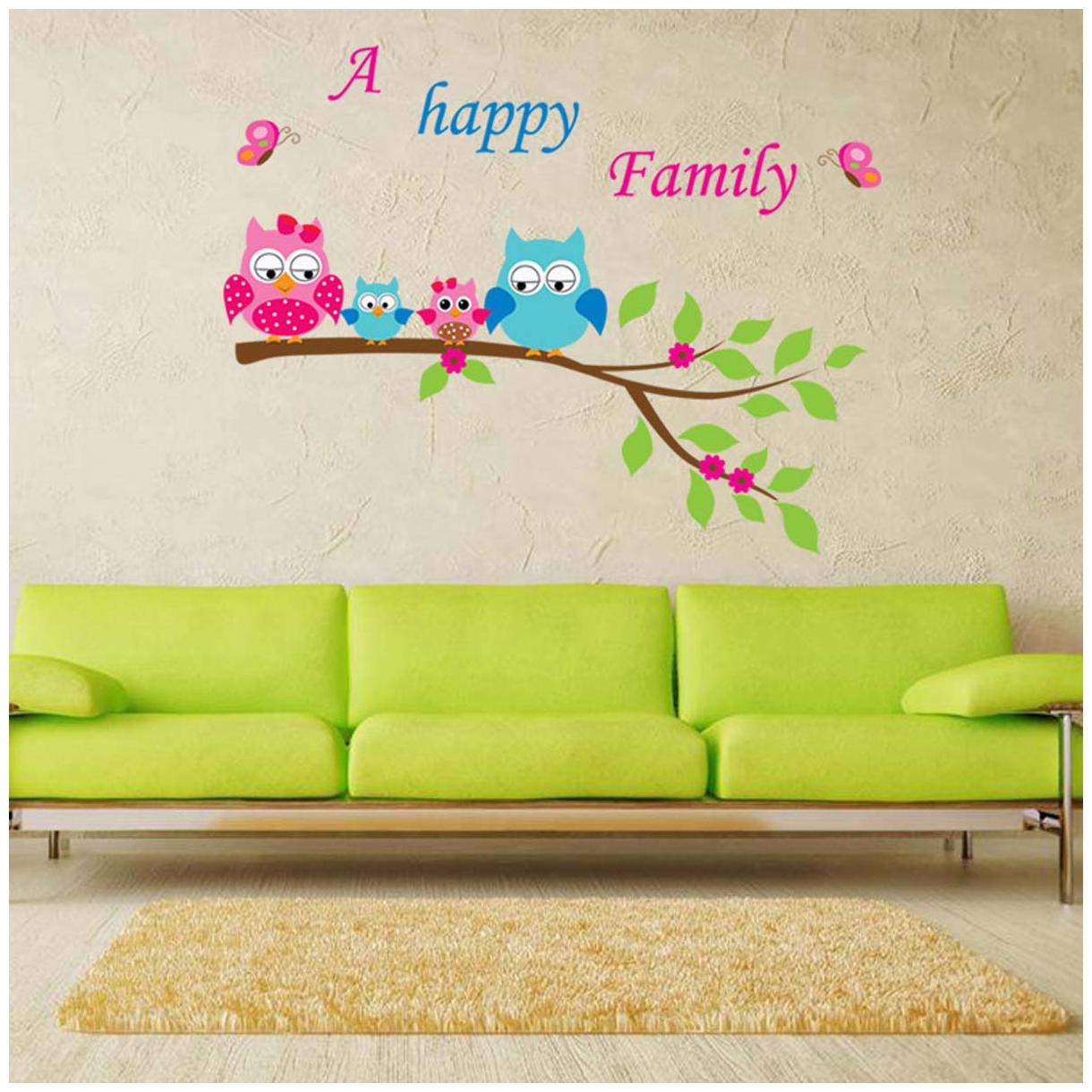 

Happy Home Family Owls Wall Sticker Size 2 (Wall Covering Area 82cm x 105cm) - WS-001372