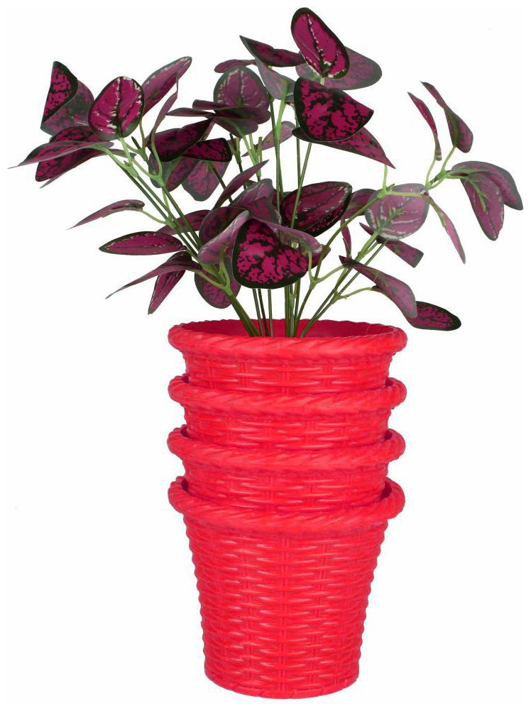 

hardik Gamla Planter 6 inch stylised cut mouth colourful 6 (set of 4 ) Multicolor planter (colour may vary) for Home Garden Balcony Garden