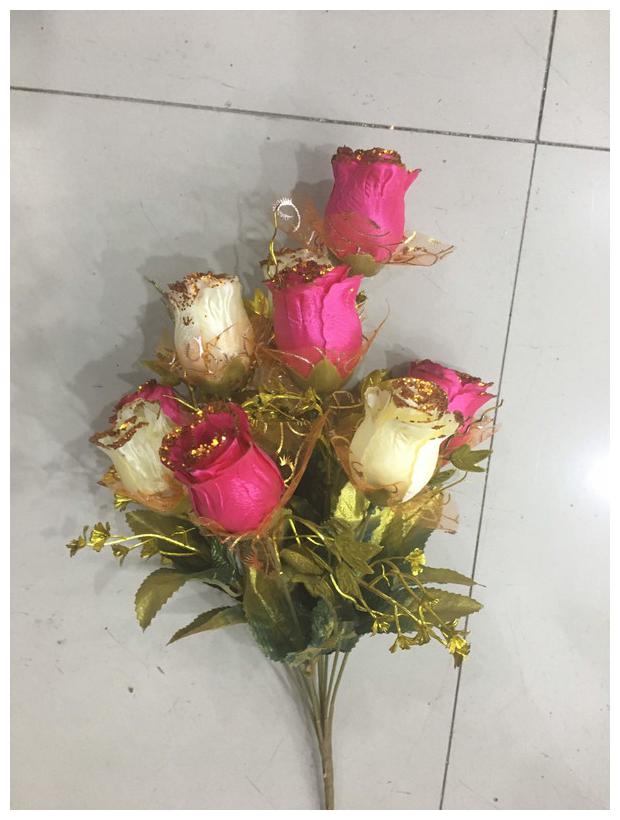 

Hardik home Creation Artificial Flower Bunch With Green Leaf For Home Decoration and office for any vase or gifting someone