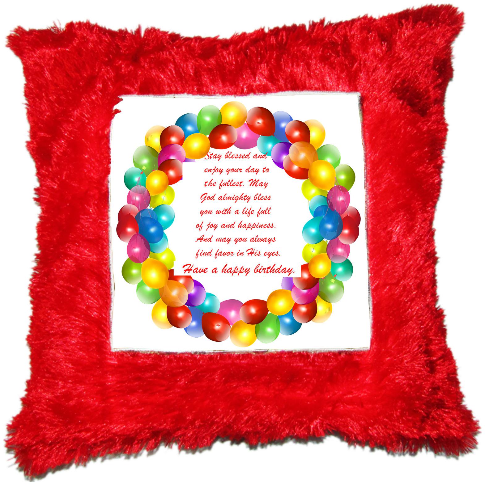 

Have a Happy Birthday 01 Red Square Shaped Printed Fur Cushions (With Filling ) by Juvixbuy