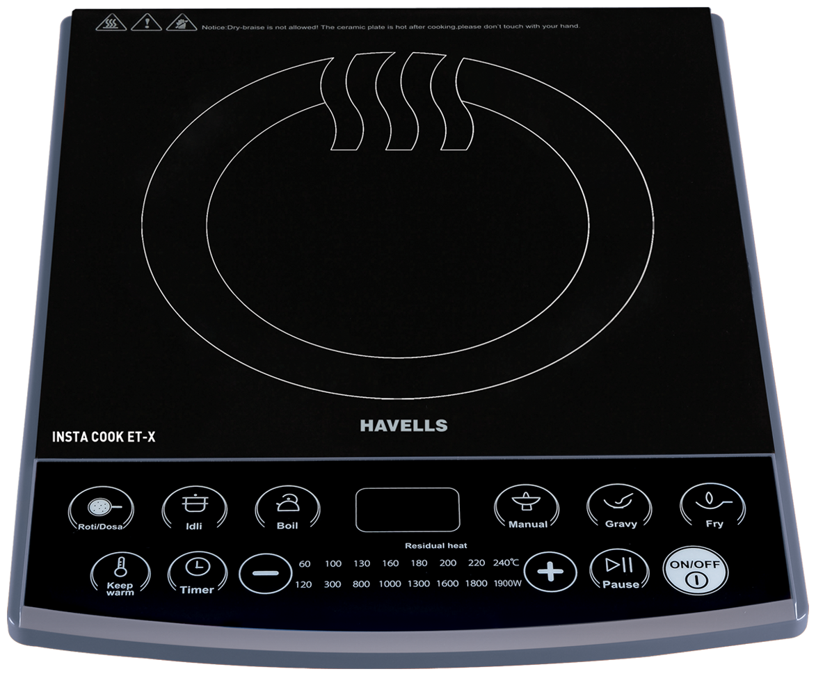 

Havells ET-X 1900W 1900 W Induction Cooktop ( Black Touch Panel Control)