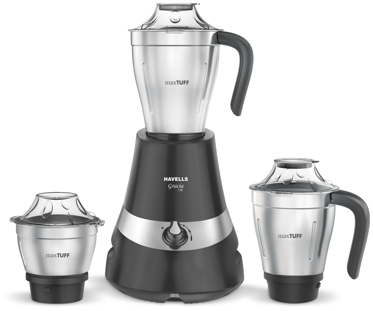 

Havells GRACIA 750 W Mixer Grinder ( Grey 3 Jars )