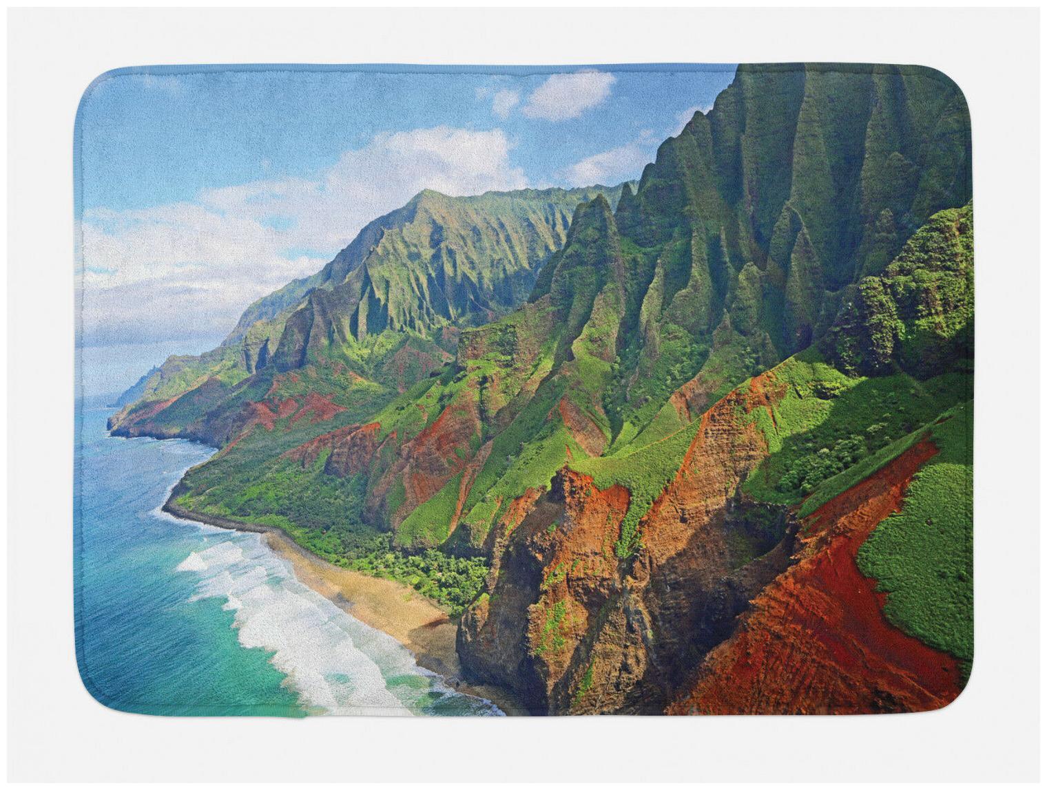 

Hawaii Bath Mat Na Pali Coast Kauai Sea Non-Slip Plush Mat 29 5 X 17 5 Inches
