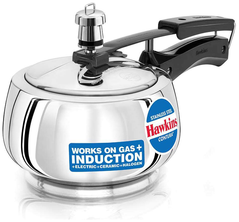 

Hawkins conTura Stainless Steel 1 5 L Induction Bottom Inner Lid Pressure Cooker - Set of 1