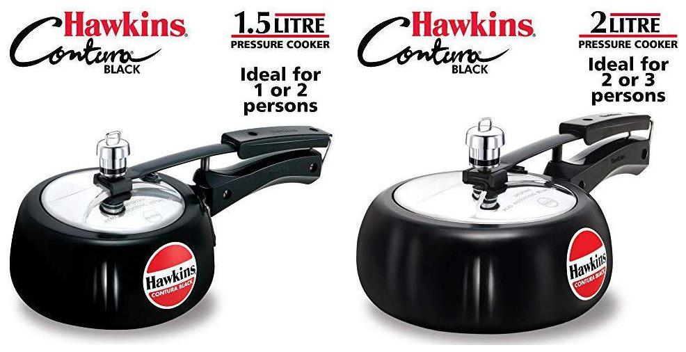 

Hawkins Contura Hard Anodised Aluminium Pressure Cooker 1 5 L And 2 L-Black