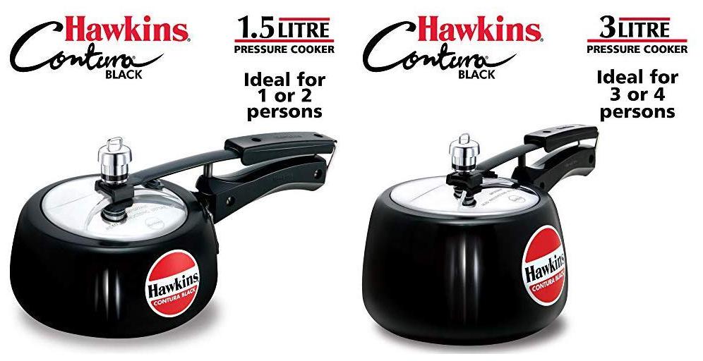 

Hawkins Contura Hard Anodised Aluminium Pressure Cooker 1 5 L And 3 L-Black