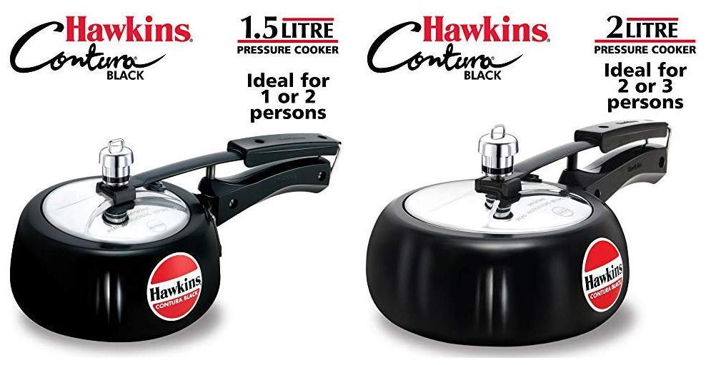 

Hawkins Contura Hard Anodised Aluminium Pressure Cooker 1 5 L And 2 L-Black