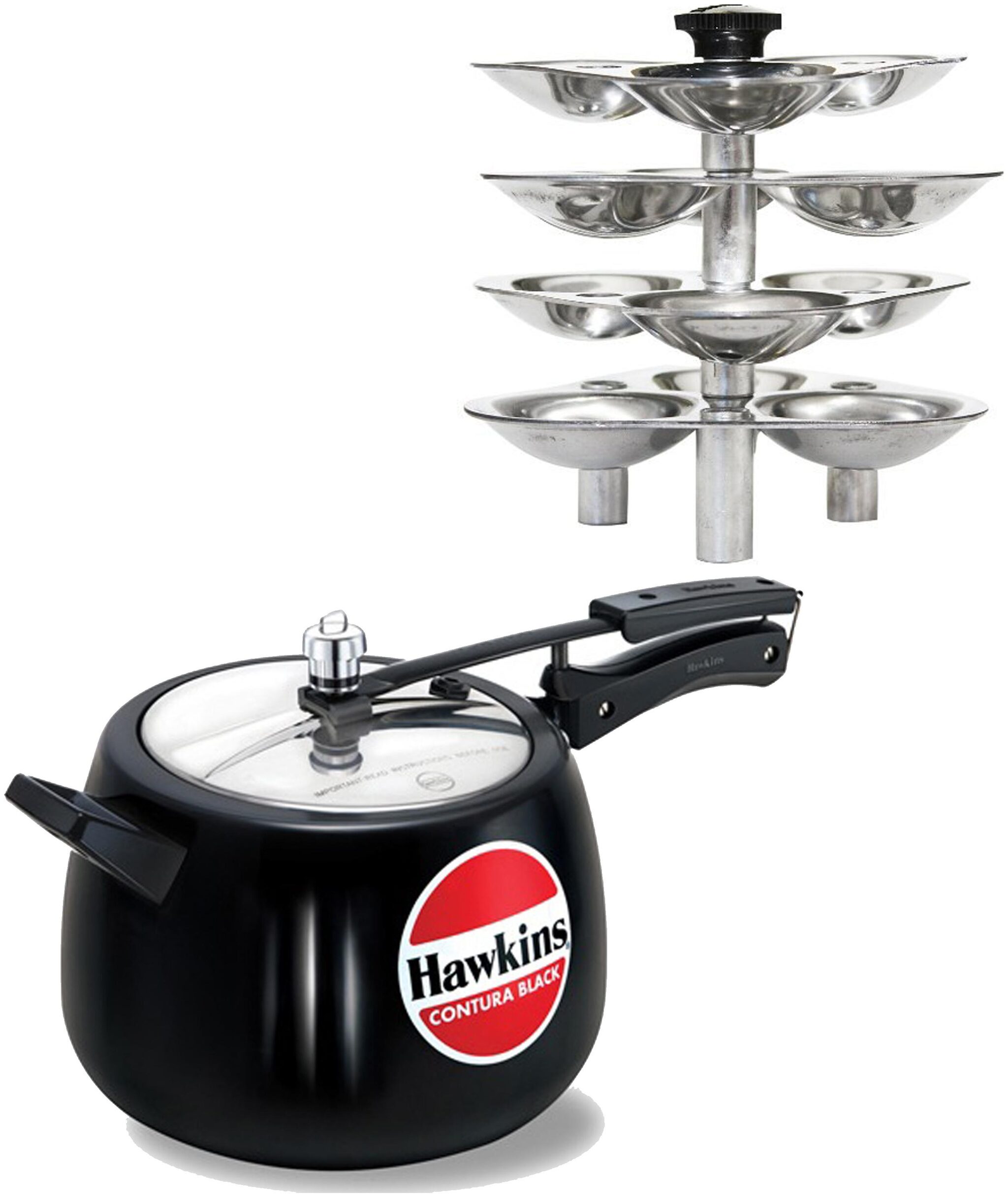 

Hawkins Contura Black 6 5 L Pressure Cooker With Idli Stand