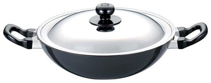 

Hawkins Futura Non Stick Round Bottom Deep-Fry kadhai with Steel Lid 30cm 4 Lts 3 25 mm