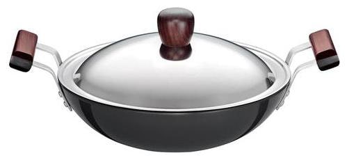 

Hawkins Futura Hard Anodised Deep Kadhai 2 75 L 26 cm 4 06 mm with SS Lid