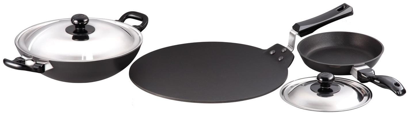 

Hawkins Futura Non stick Cookware Set QS8 (Contains 3 Products and 2 SS lids)