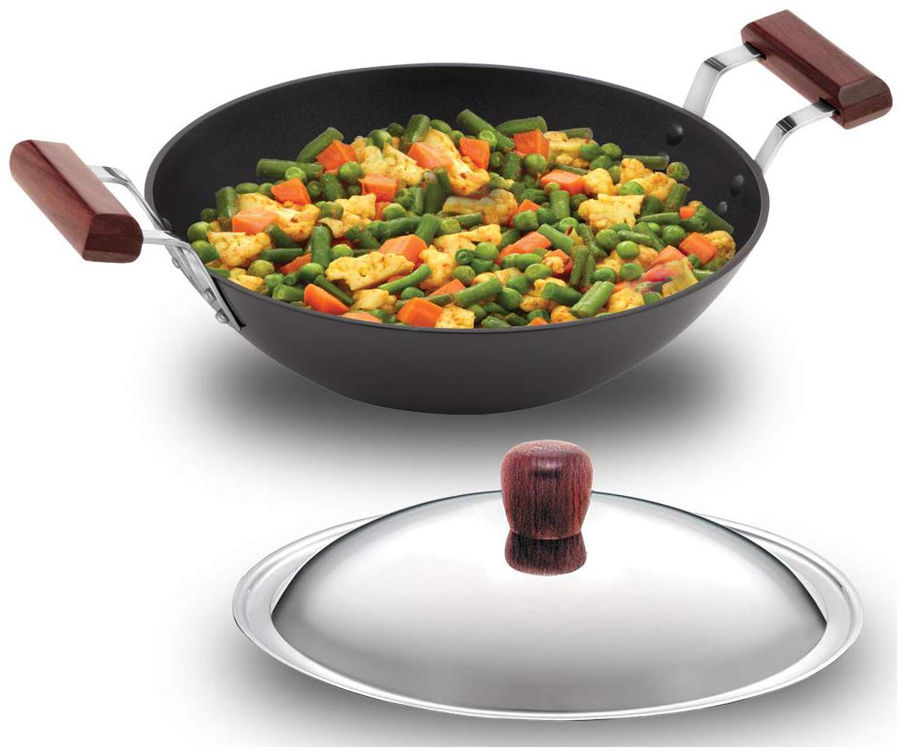 

Hawkins Futura Nonstick Induction Compatible Deep-Fry Pan (Kadhai Flat Bottom) with Stainless Steel Lid Capacity 2 5 L Diameter 26 cm Thickness 3 25 mm Black (IND25S)