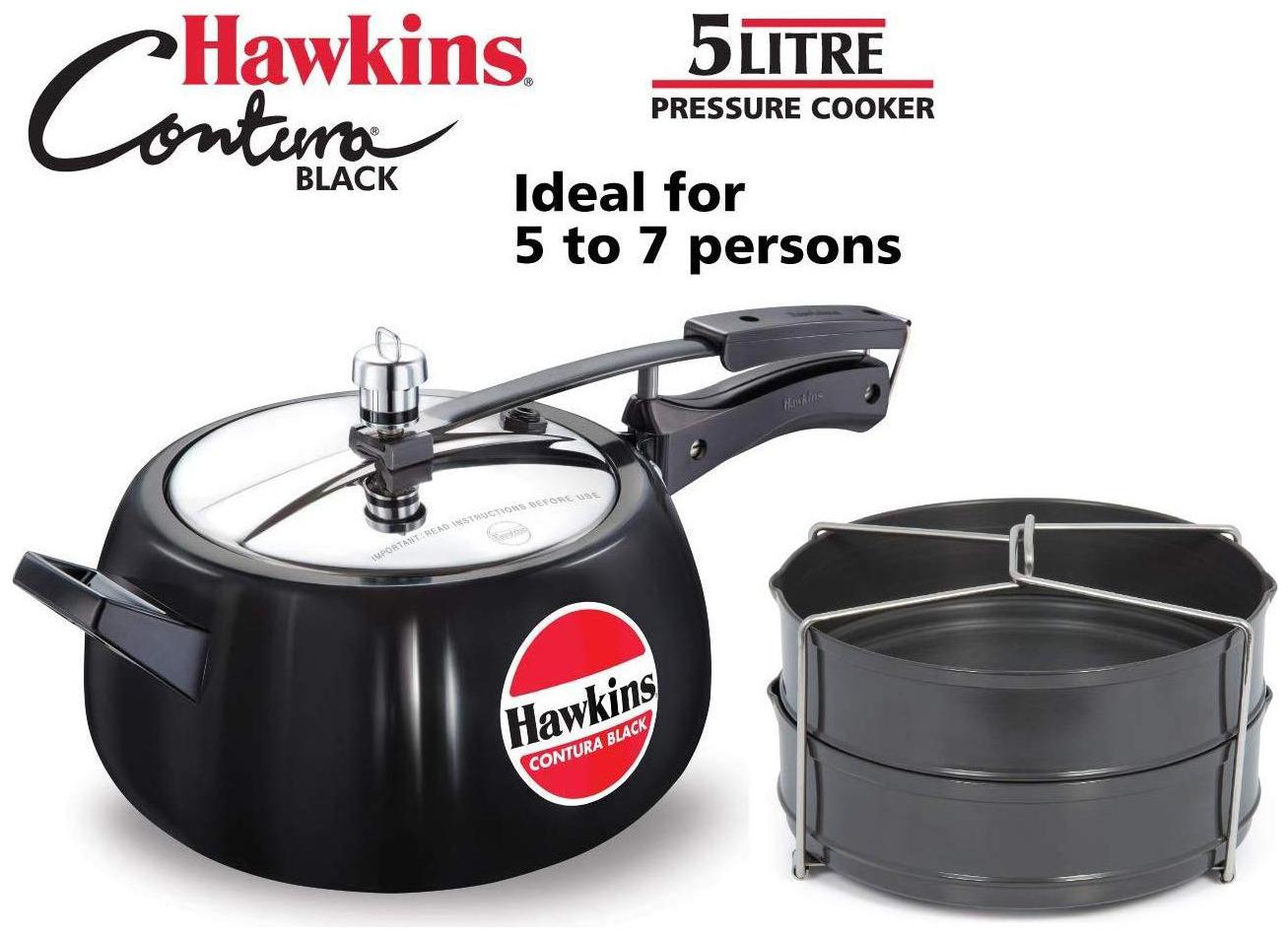 

Hawkins Hard-Anodized Aluminium 5 L Inner Lid Pressure Cooker - Set of 2