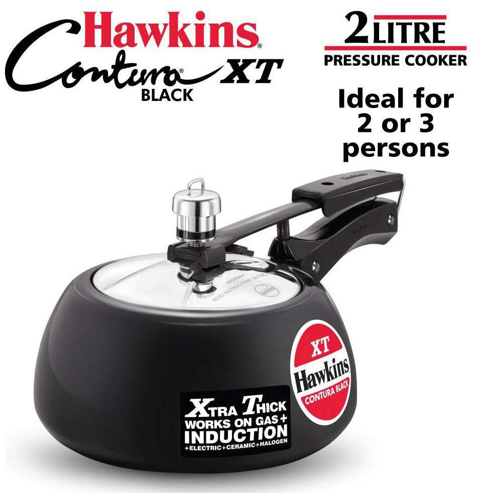 

Hawkins Pressure Cooker Contura Hard Anodized Extra Thick Base for Induction 2L (Black)