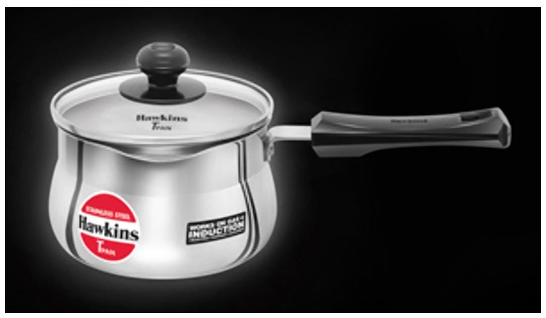 

Hawkins Stainless Steel 1 5 L 12 7 cm 0 9 mm Handi T-Pan (Saucepan) with Glass Lid (SSTP15)
