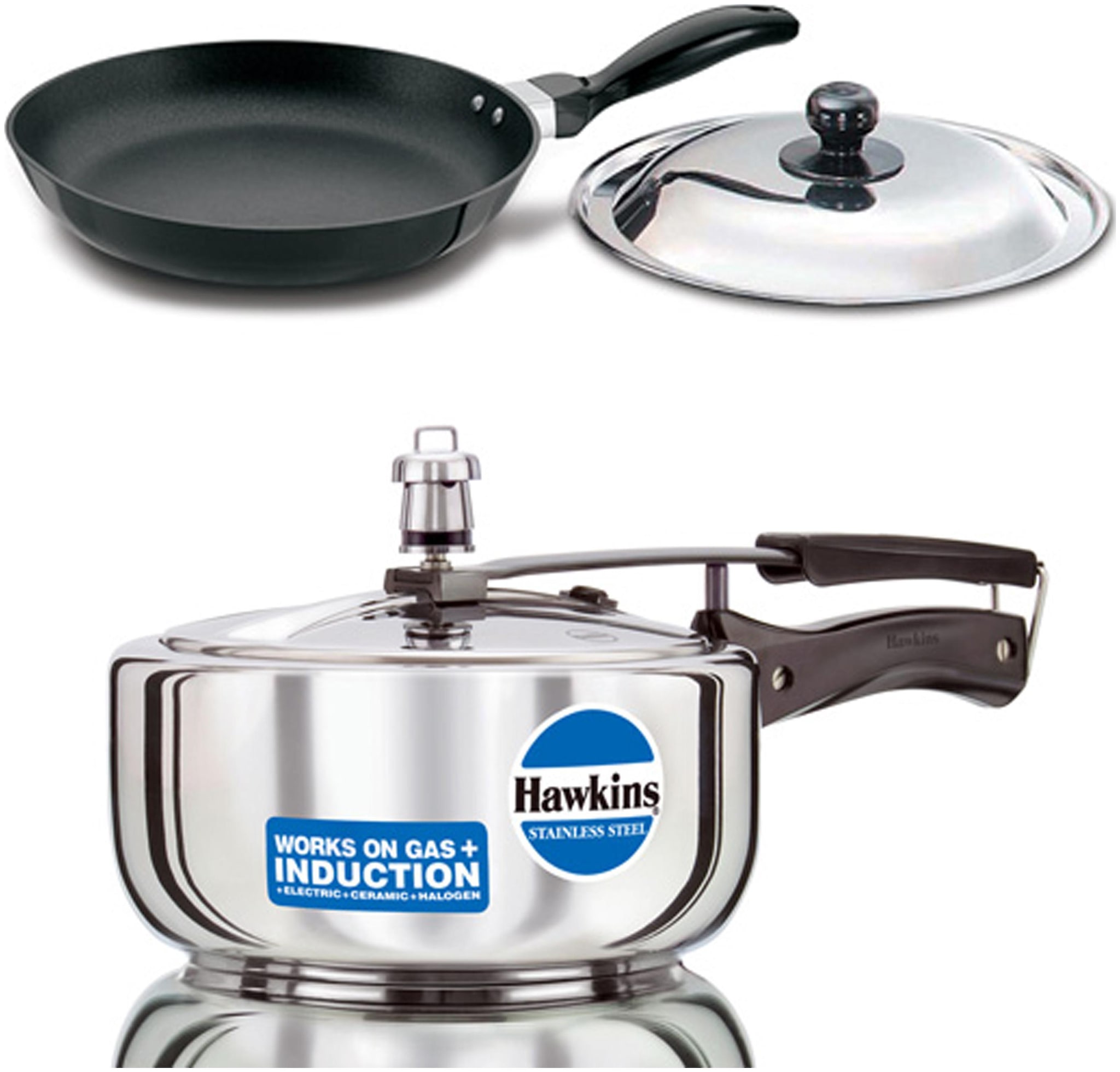

Hawkins Stainless Steel 3 L Pressure Cooker And Futura Nonstick Frying Pan 26 cm with Lid - Induction Compatible