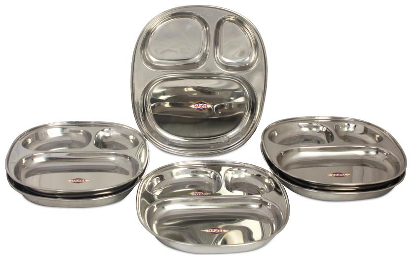 

Hazel 3 Compartment Steel Plate 25 cm Set Of 6 pc