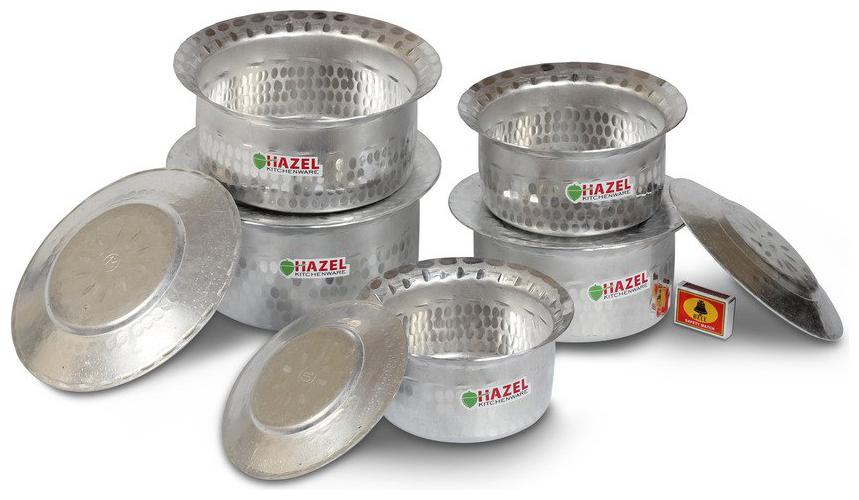 

Hazel Aluminium Tope Patila Ha mmered Finish Set 5 900 ml To 2300 ml Silver