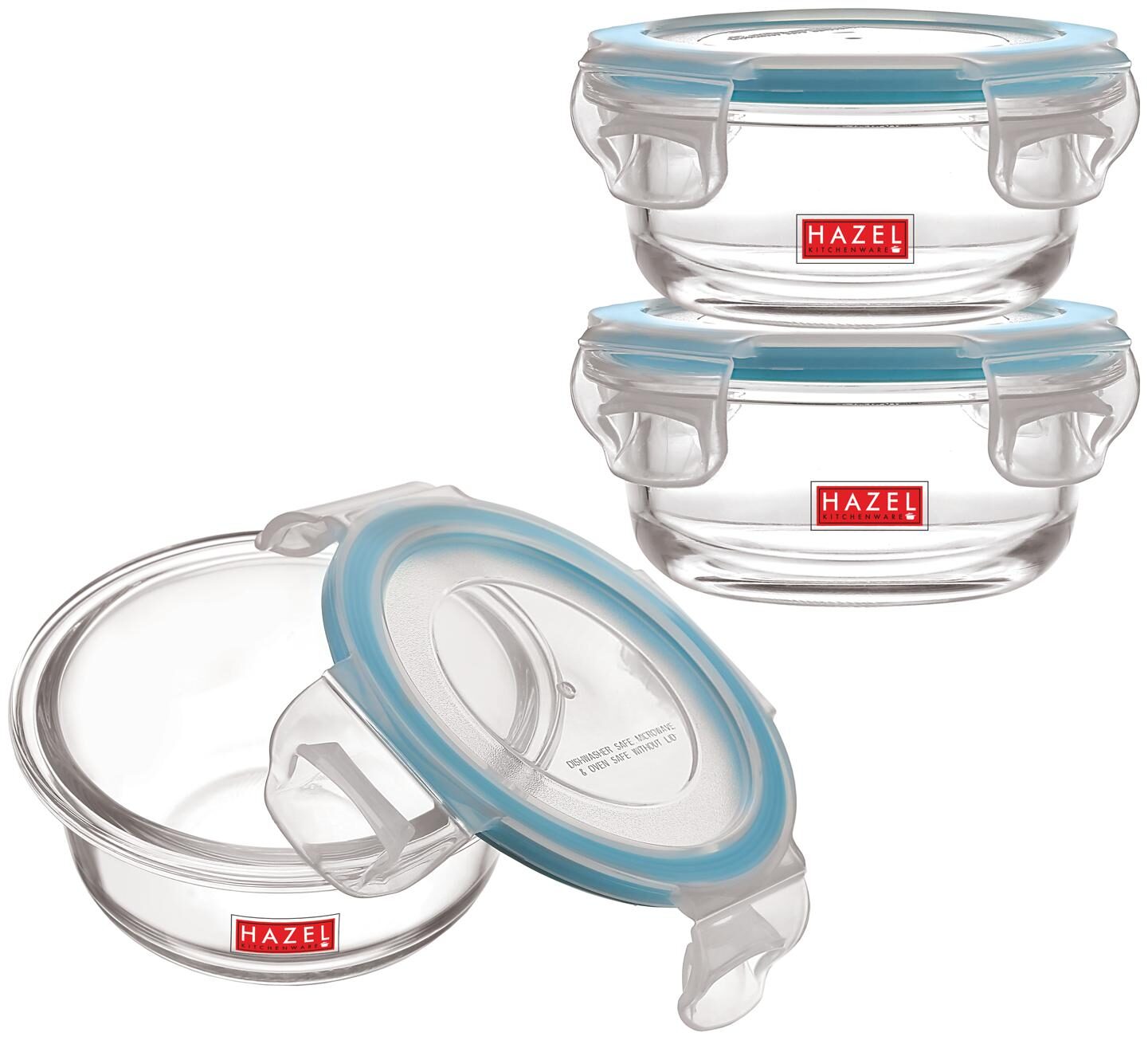 

Hazel 210 ml Transparent Blue Glass Container Set - Set of 3