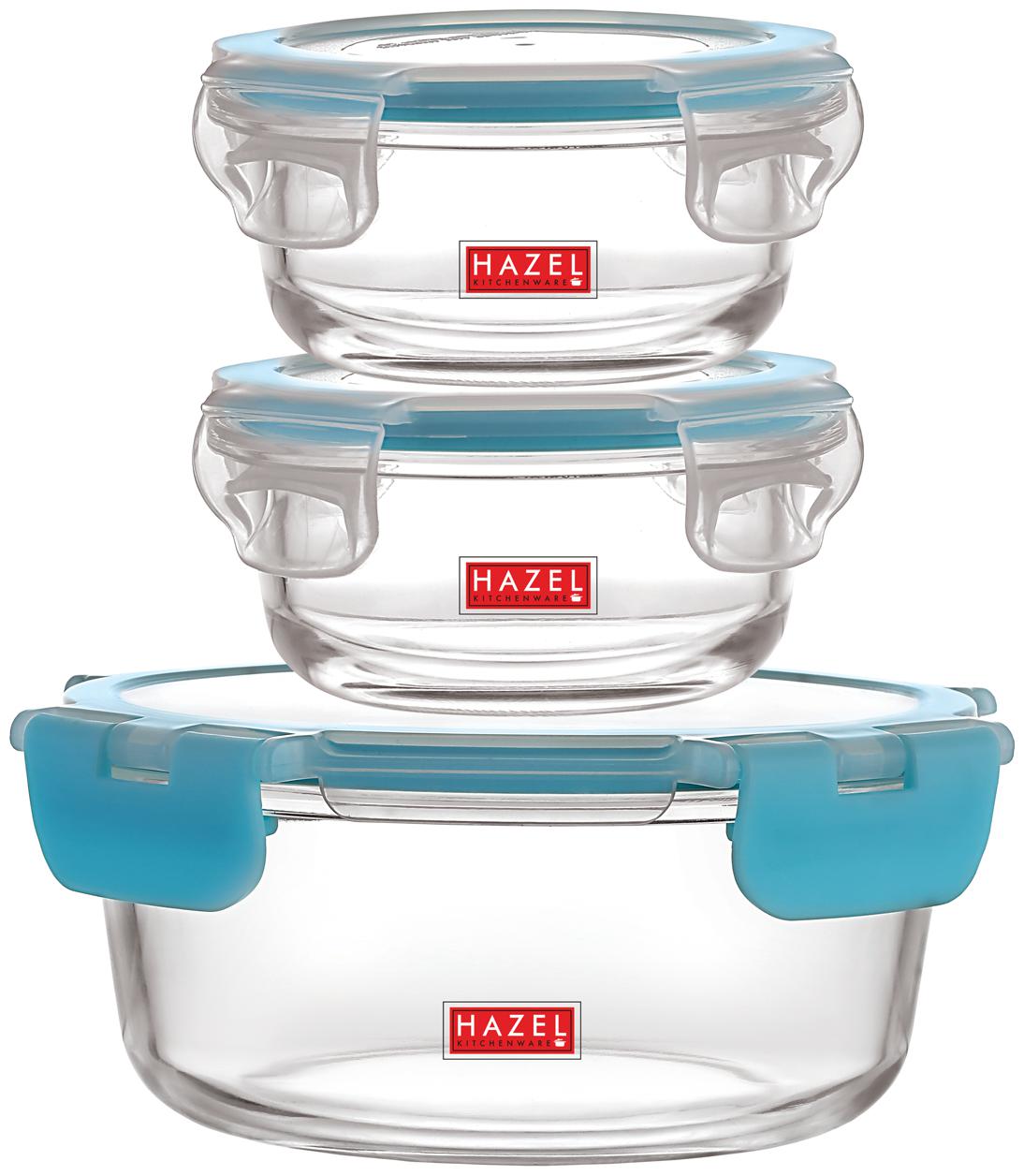 

Hazel 210 ml Transparent Blue Glass Container Set - Set of 3