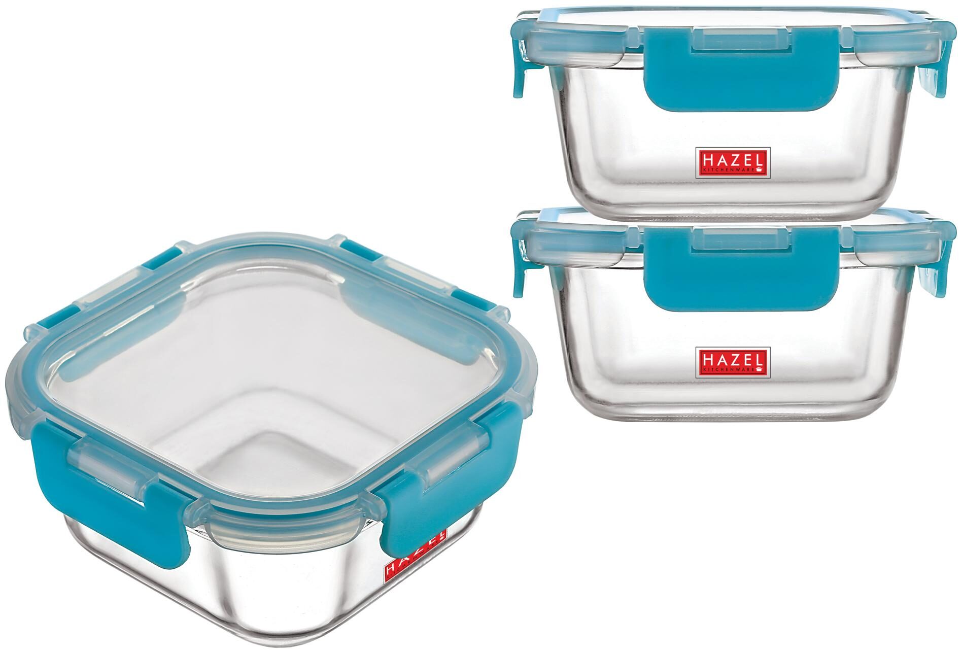 

Hazel 520 ml Transparent Blue Glass Container Set - Set of 3