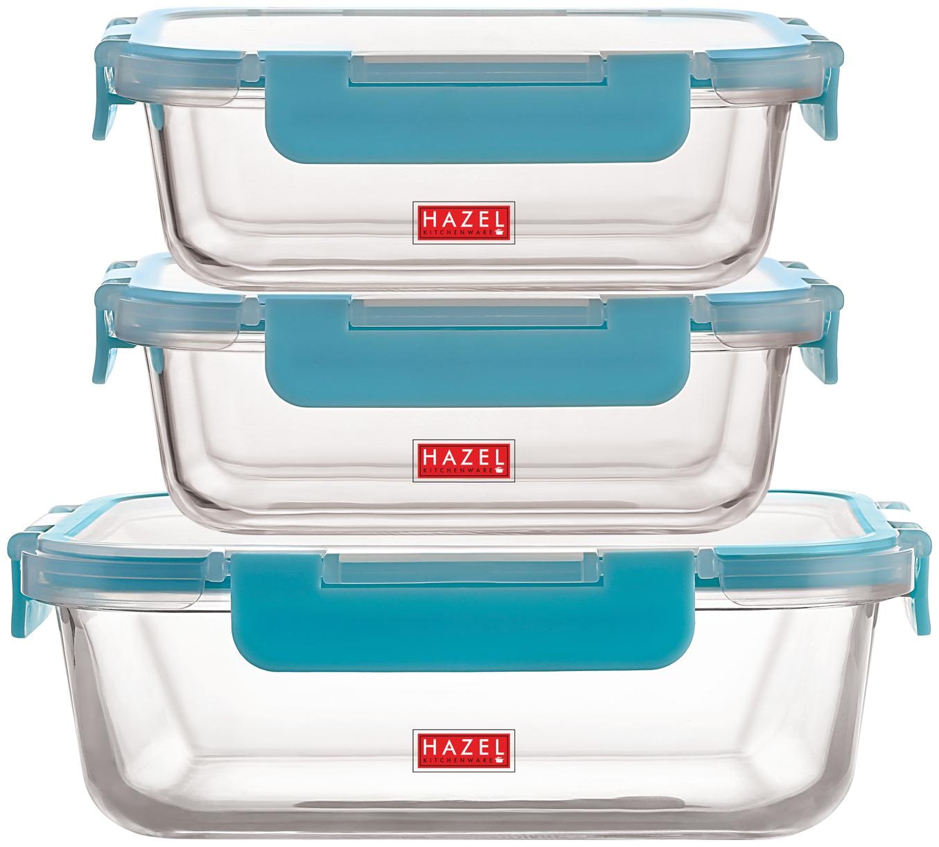 

Hazel 1050 ml Transparent Blue Glass Container Set - Set of 3