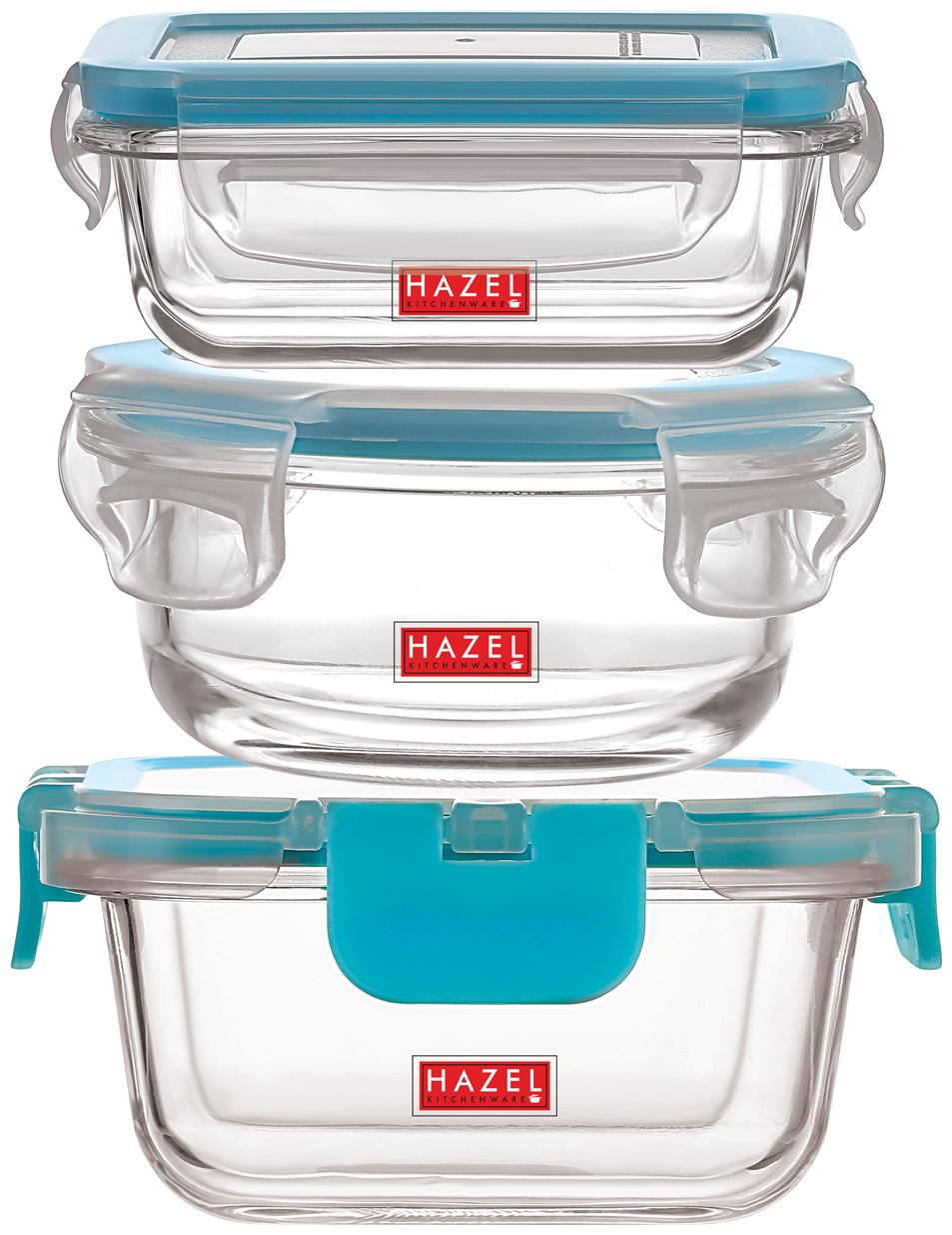 

Hazel 320 ml Transparent Blue Glass Container Set - Set of 3
