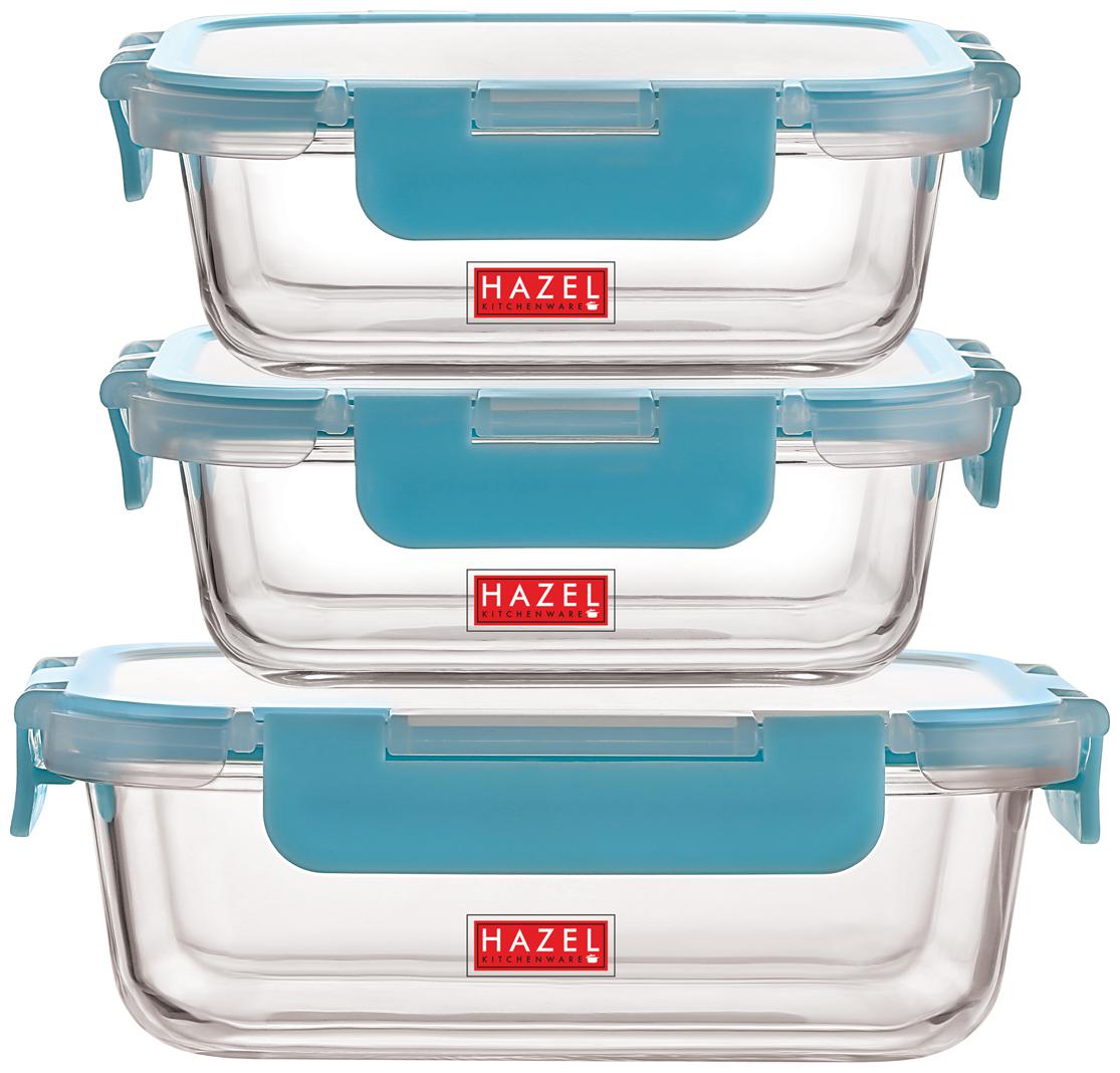 

Hazel 370 ml Transparent Blue Glass Container Set - Set of 3