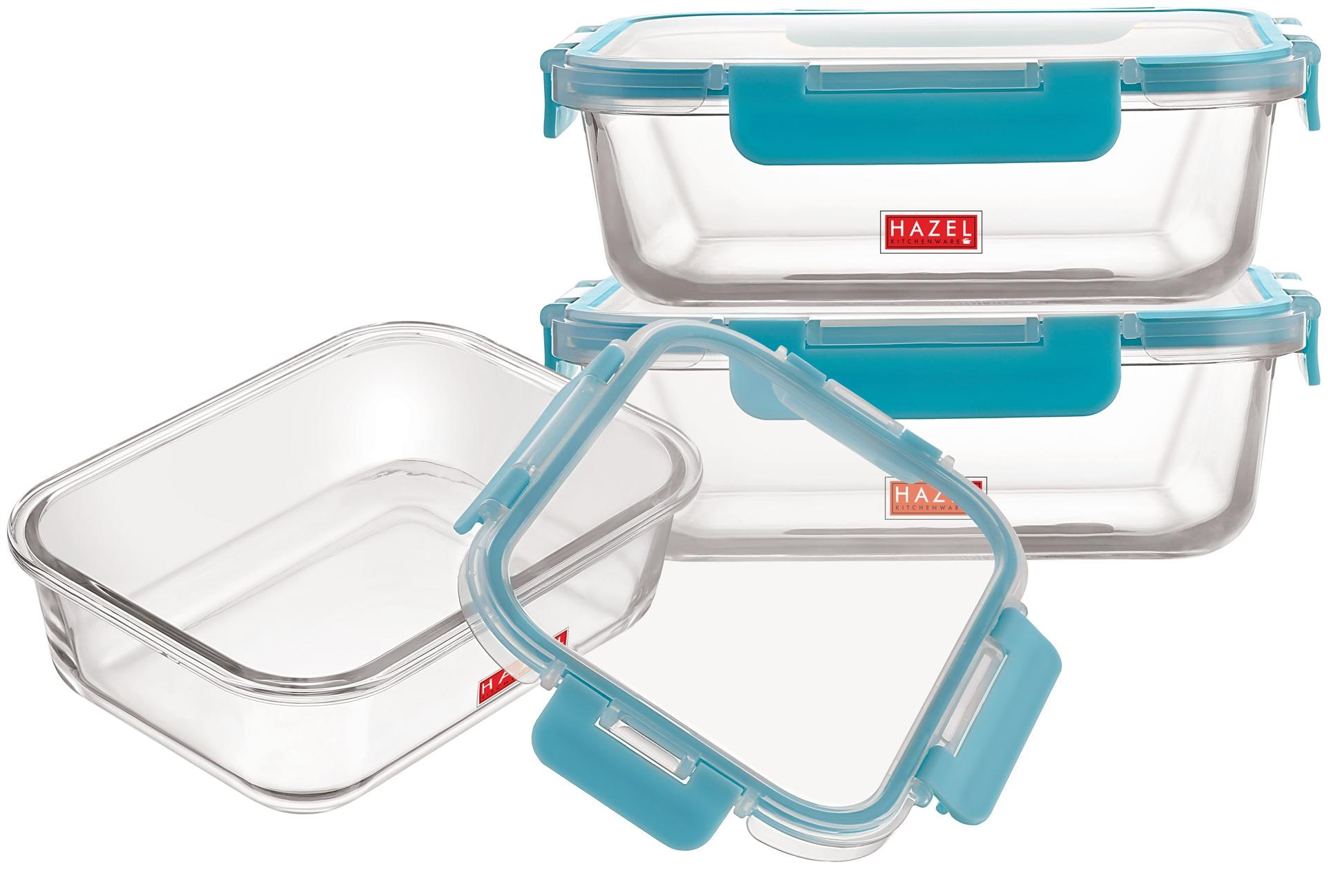 

Hazel 1050 ml Transparent Blue Glass Container Set - Set of 3