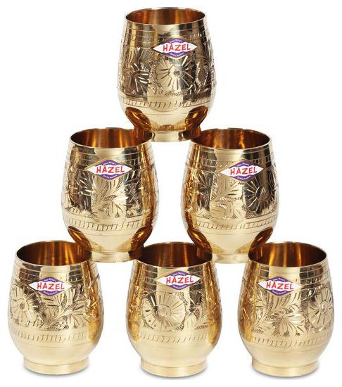 

Hazel Brass Water Glasses Moglai Set Of 6 300 ml