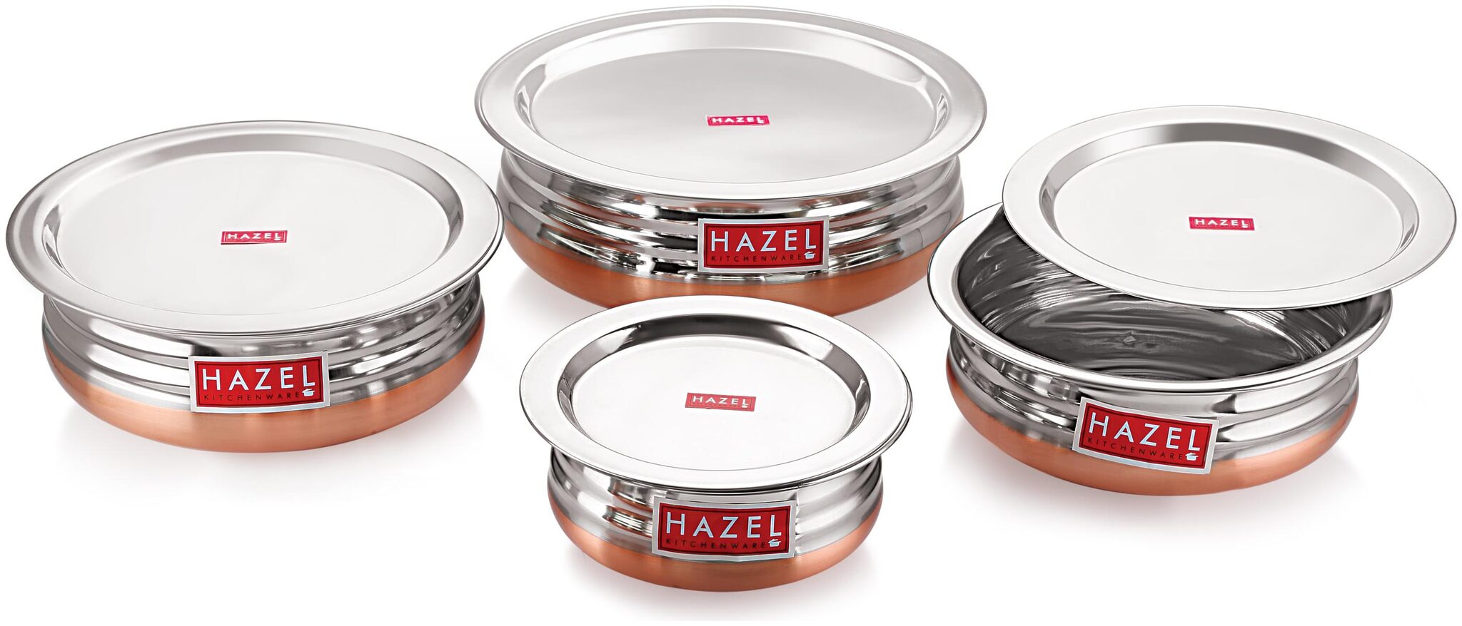 

Hazel Copper Bottom Urli With Lid - 4 pcs Set