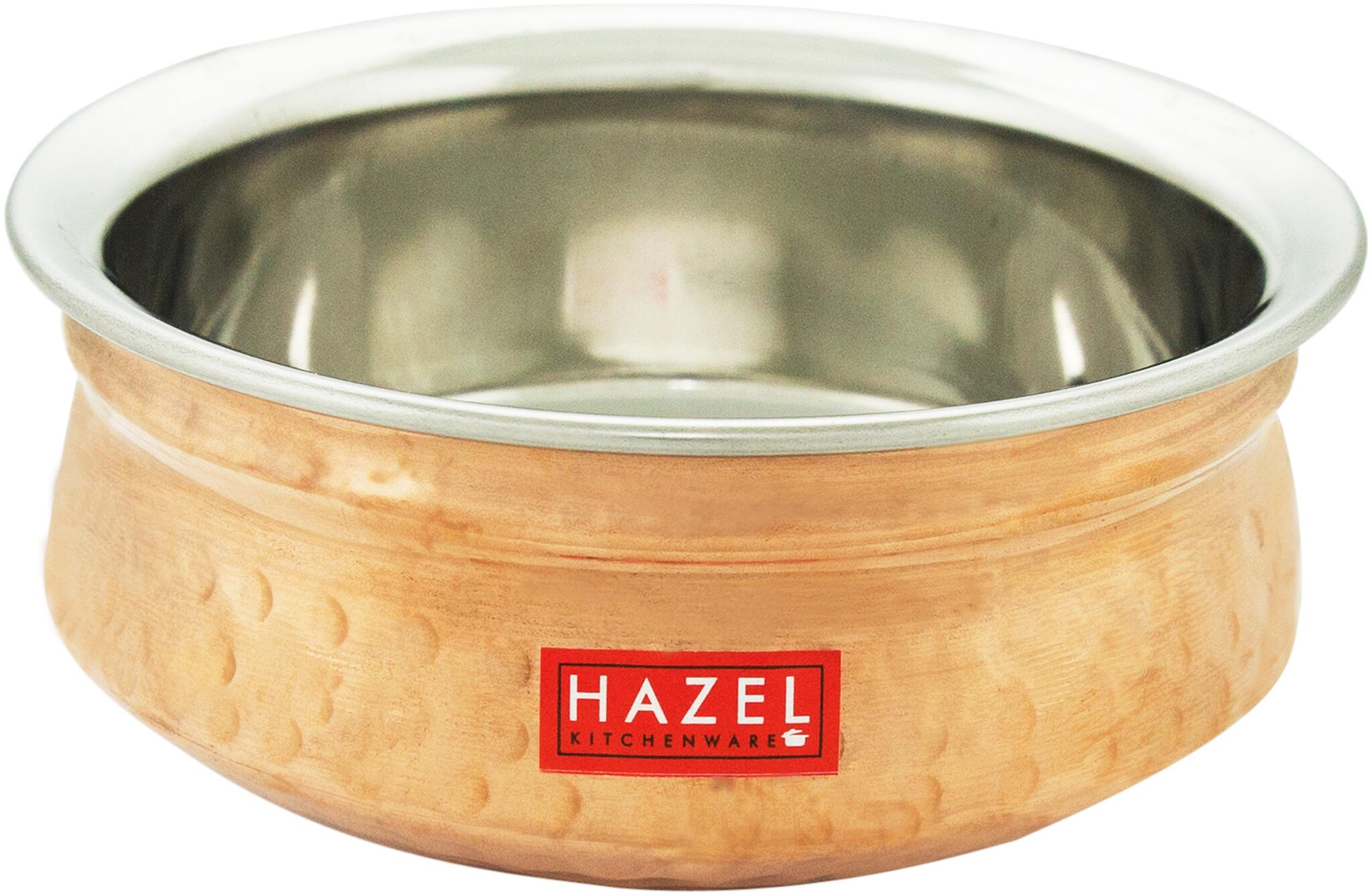 

Hazel Inner Steel Outer Copper Hammered Finish Tableware Serving Handi Bowl 15 Cm 500 ml Copper