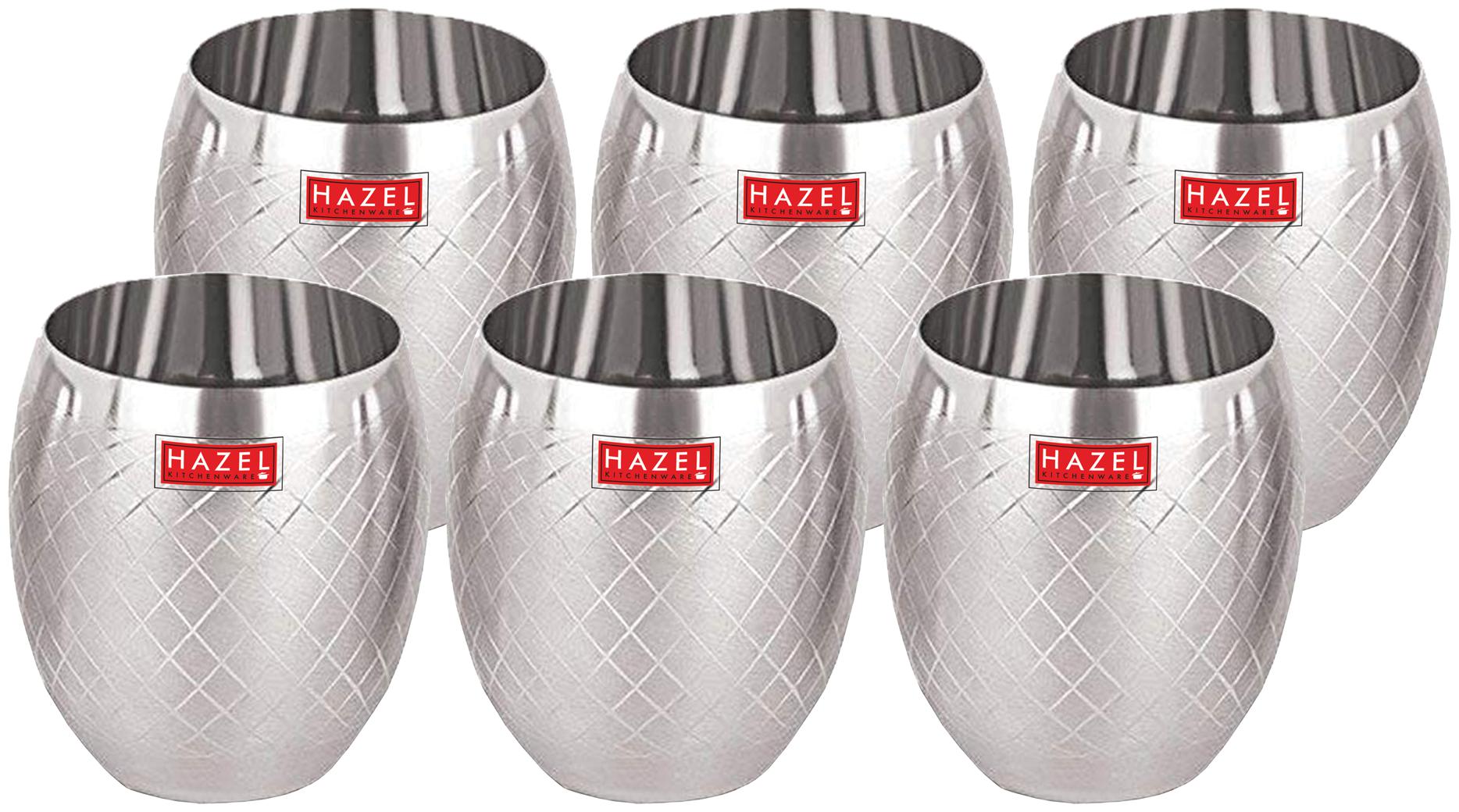 

HAZEL Matt Finish Designer Stainless Steel Drinking Glasses 260 ml Set of 6 Silver