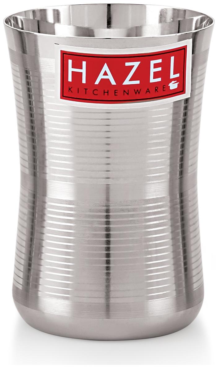 

Hazel Stainless Steel Damru Shape Jumbo Water Lassi Glass 650 ML