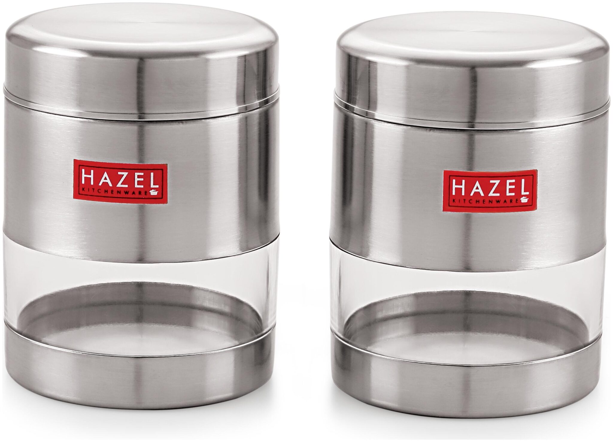 

HAZEL Stainless Steel Transparent Matt Finish See Through Container Silver Set Of 2 400 ml