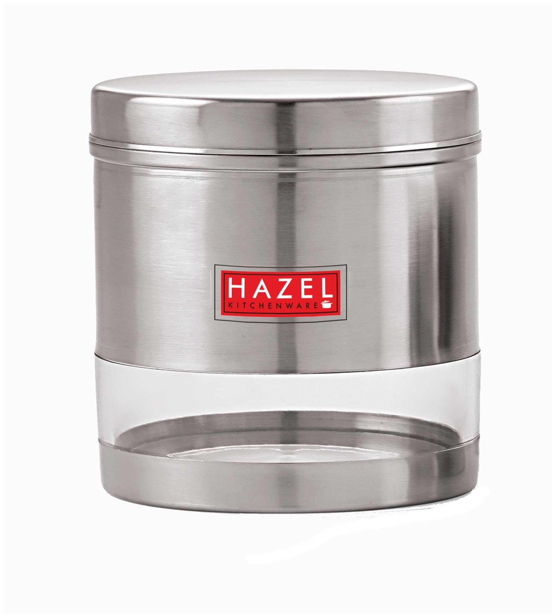 

HAZEL Stainless Steel Transparent Wide Mouth See Through Container Silver 1 pc 1100 ml