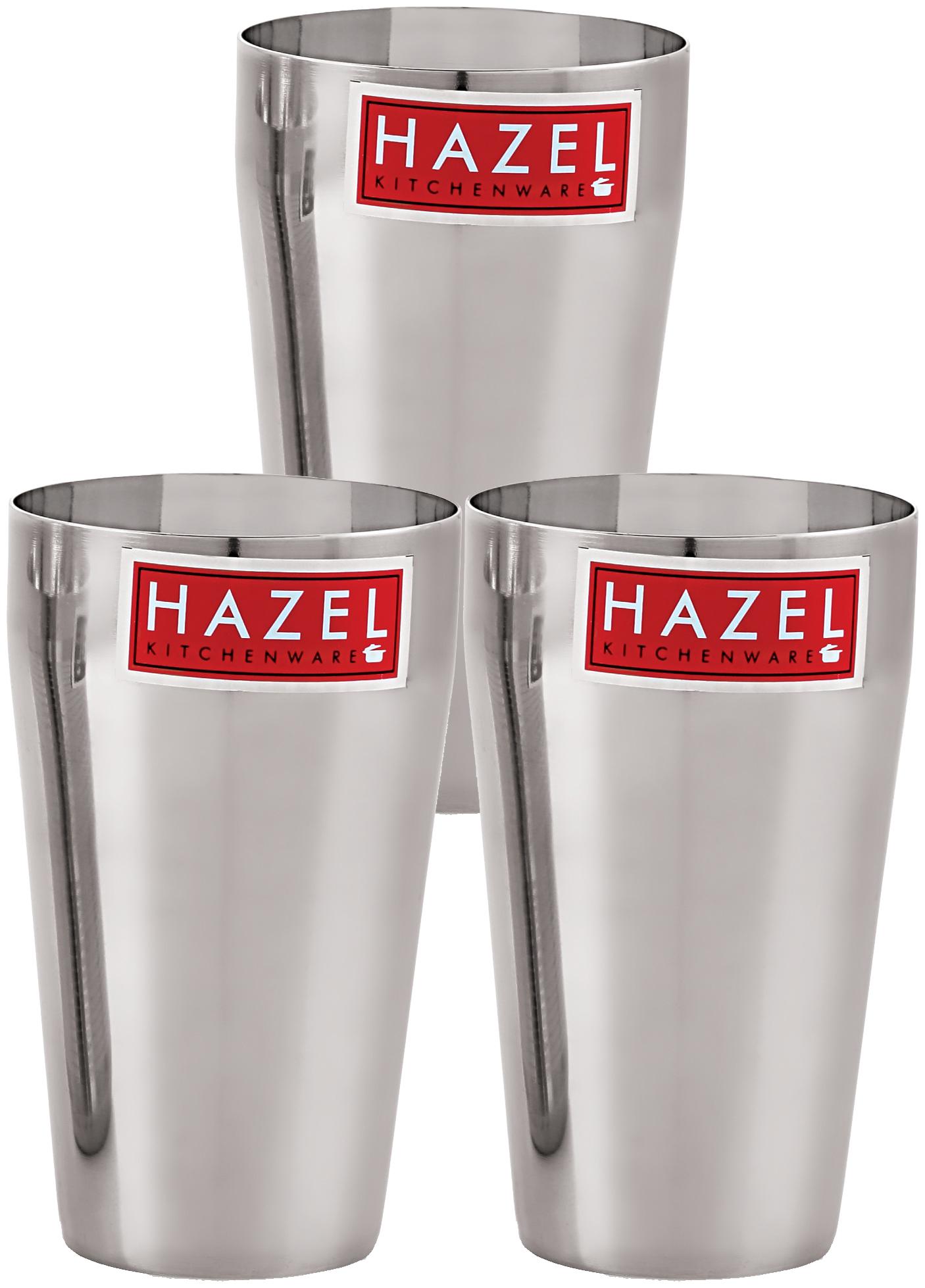 

Hazel Stainless Steel Plain Traditional Jumbo Water Lassi Glass Set of 3 750 ML Each