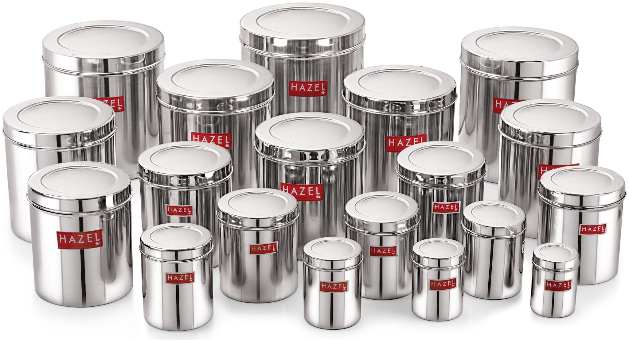

Hazel Stainless Steel Grocery Storage Container Set Of 19 pc 1 To 28 8 L Silver