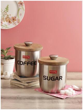 Buy Hazel Stainless Steel Sugar And Coffee Jar Storage Canister