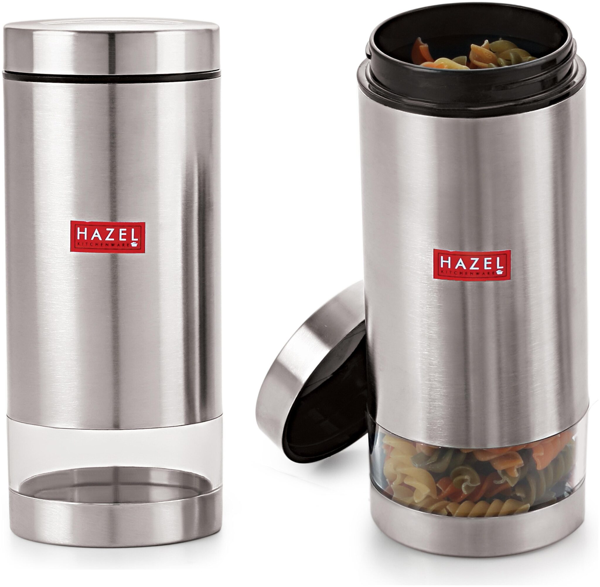 

Hazel Stainless Steel Transparent See Through Container Set Of 2 Silver 950 ml Each