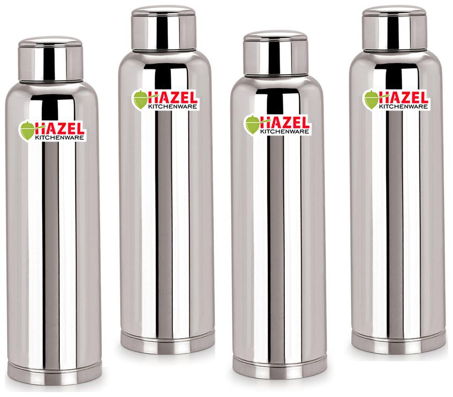 

Hazel Stainless Steel Silver Water Bottle ( 900 ml Set of 4 )
