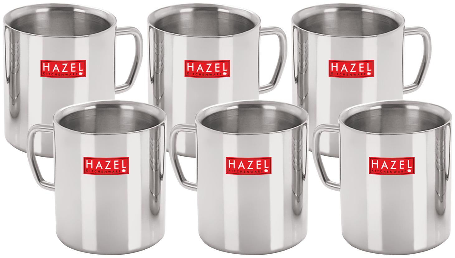 

HAZEL Stainless Steel Green Tea Coffee Big Sobar Mug Set of 6 300 ml (Each)