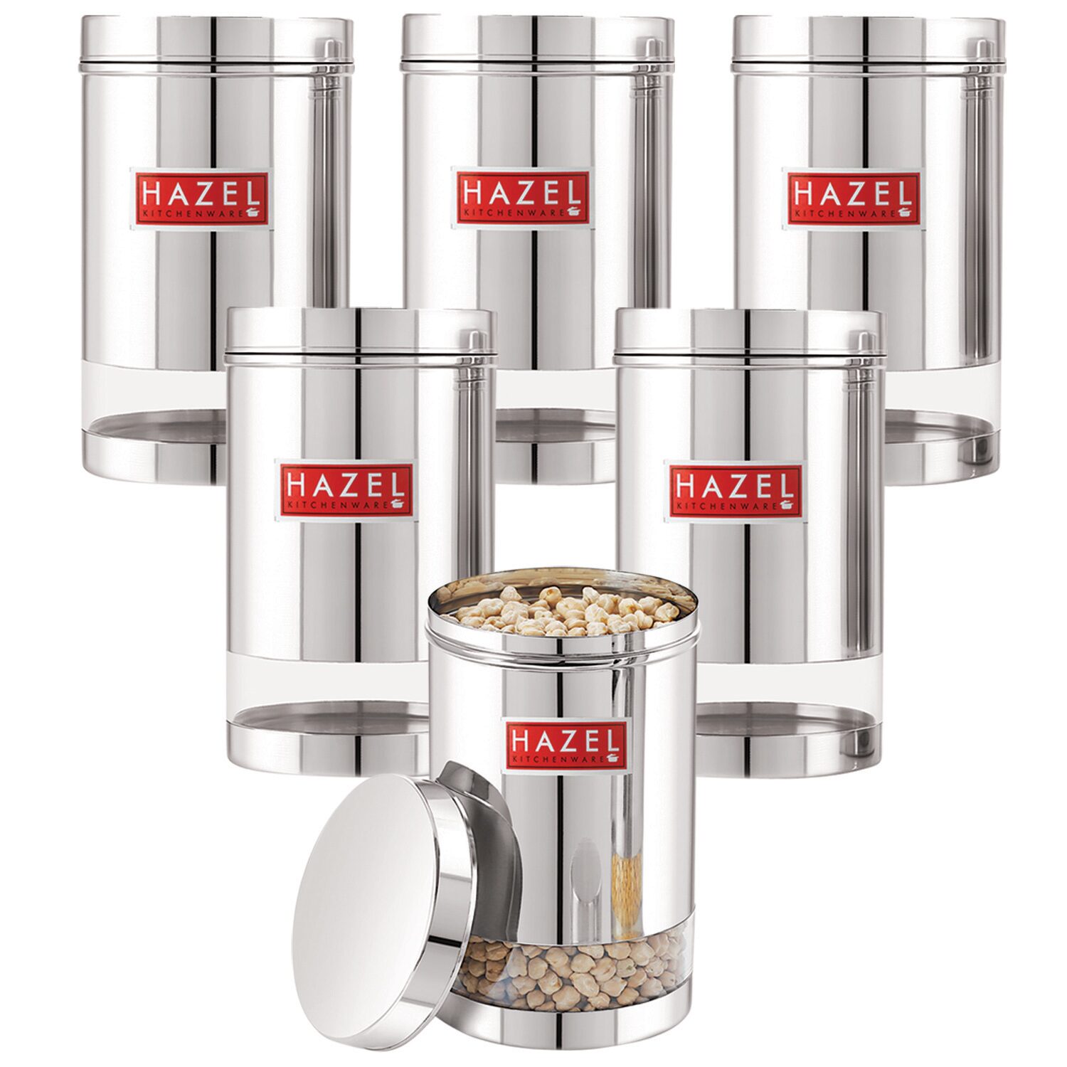 

Hazel 1700 ml Silver Stainless steel Container Set - Set of 6