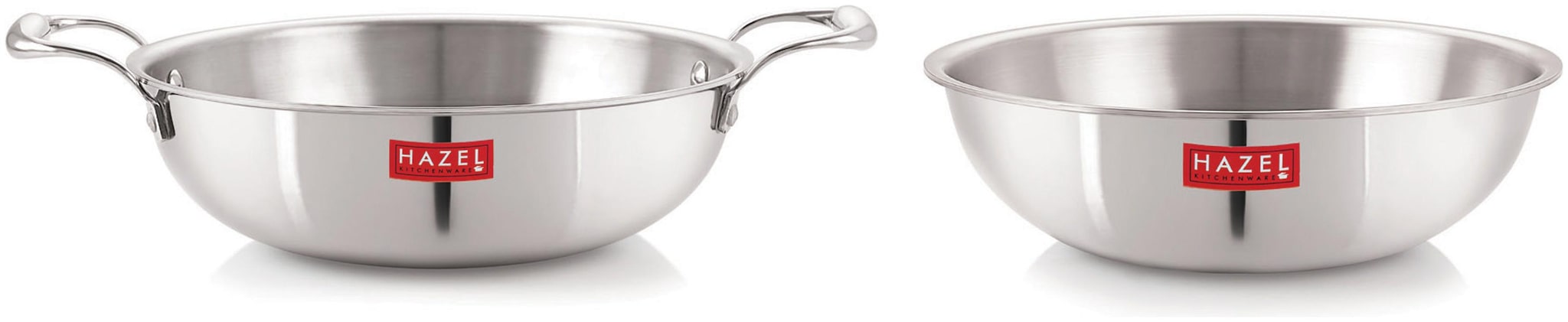 

HAZEL Triply Stainless Steel Induction Bottom Kadhai and Tasra 1 2 L 18 5 cm