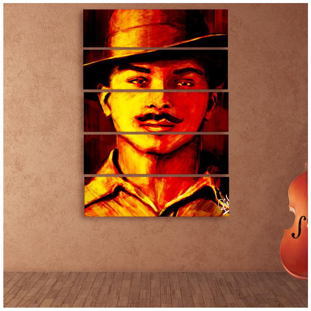 

Hazzelnut Multiple Frames Concept Bhagat Singh Digital Wall Painting (148cm x 76cm)