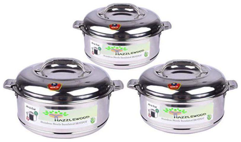 

Hazzlewood stainless steel casserole set pack of 3 (1000ml 2000ml 3000ml)